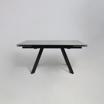 Стол МОНАКО NEW,керамика 0 кат. 1600(2240)*900, Камень серый Greys Grey/Черный матовый_17