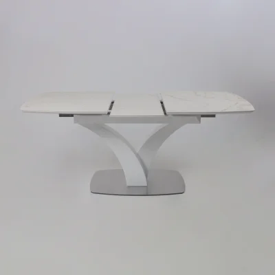 Стол НОТР ДАМ MODERNE, керамика 2 кат. 1400(1800)*850, Камень белый Calacata vagli/Белый Муар_22