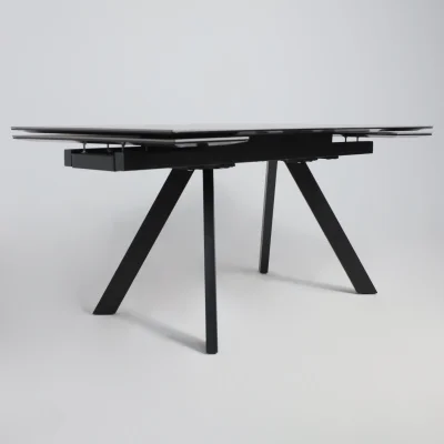 Стол МОНАКО NEW,керамика 0 кат. 1600(2240)*900, Камень серый Greys Grey/Черный матовый_13