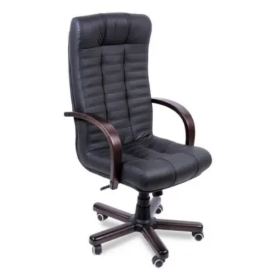 Кресло Атлант экстра (орех темный) экокожа (черная) мультиблок_1