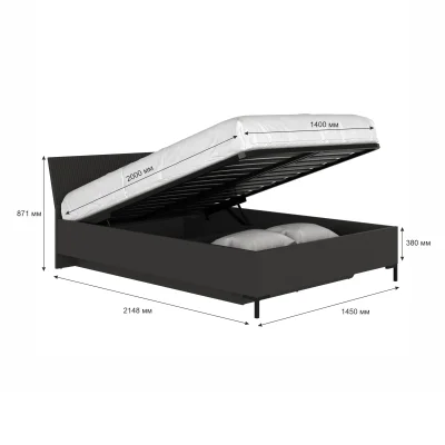 Н.м. "SAN GIMIGNANO" кровать LOZ140х200 с подъемным механизмом без основания, к.Антрацитовый/ф.Антрацитовый+Готика_4