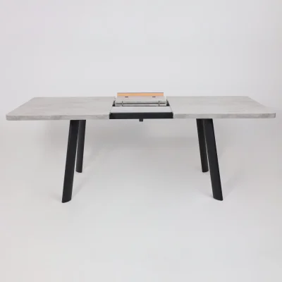 Стол LEON LUX RADIAL-160, раздвижной 160(205)х90, Серый сланец/Чёрный_18