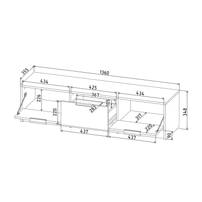 Тумба(ТВ) КОНЦЕПТ КТ-ТВ3-35, к.Антрацит/ф.Серый  (В348хШ1360хГ355мм)_4