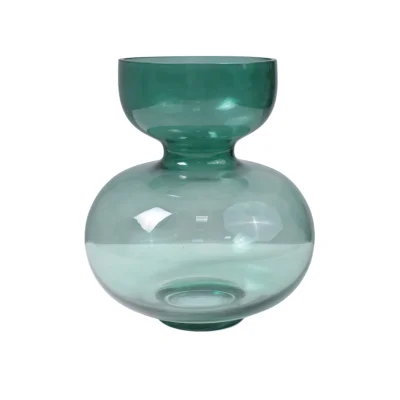 Ваза стеклянная ROUND 1, зеленый, 10*20см фотография