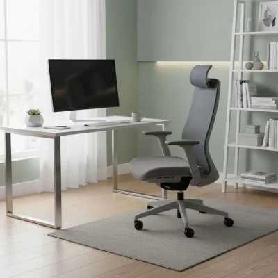 Кресло поворотное SPIRIT, темно-серая сетка+ серая ткань/серый полиамид_2