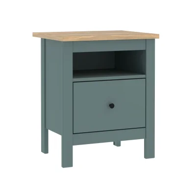 Тумба прикроватная САГА, темно-бирюзовая/ясень (2.08.03.010.16 RU) фотография