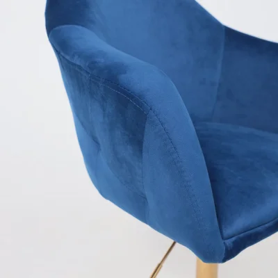 Стул DUBAI, поворотный, (синий велюр/золото)_13