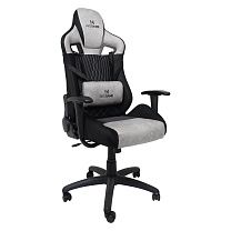 Кресло поворотное ROYAL, велюр/замша, светло-серый+черный фотография