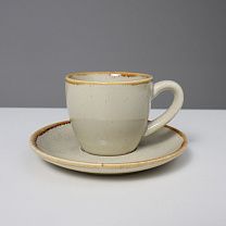 Кофейная чашка с блюдцем VITAL, фарфор, бежевый, 80мл фотография