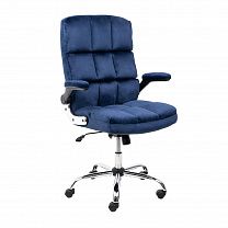 Кресло поворотное CAESAR, CHROME, вельвет, темно-синий фотография