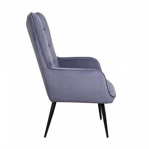 Стулья и кресла для гостиной - Кресло BOGEMA, велюр, серый/черный