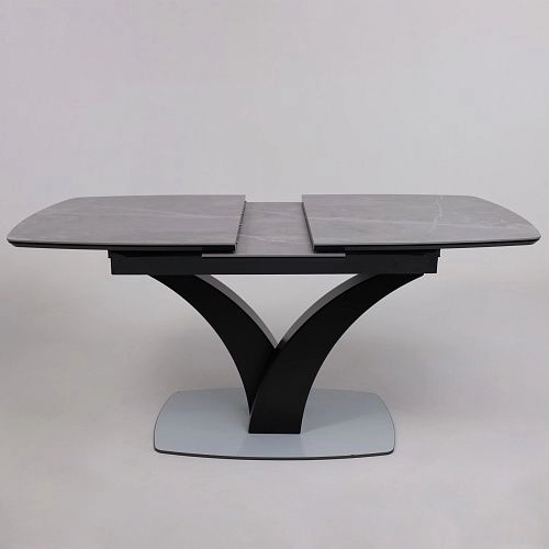 Стол НОТР ДАМ MODERNE, керамика 0 кат. 1400(1800)*850, Камень серый Greys Grey/Черный матовый_17