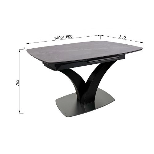 Стол НОТР ДАМ MODERNE, керамика 0 кат. 1400(1800)*850, Камень серый Greys Grey/Черный матовый_21
