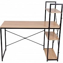 Стол письменный ONYX, со стеллажом, светлый дуб/черный металл, 1200*600*750(1220) фотография
