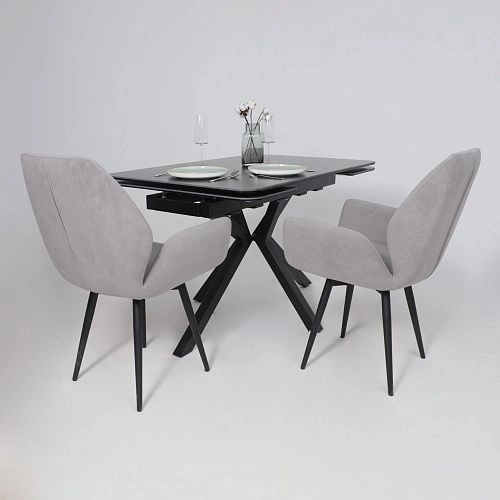 Стол РЕЙН NEW,керамика 0 кат. 1200(1840)*800, Камень черный Greys Black/Черный матовый_4