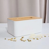 Салфетница BAIL, белый+бамбук, 21*13*10см фотография
