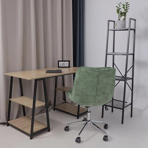 Кресло LOLA, зеленая рогожка GY91-14/хром_9