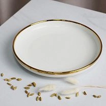 Тарелка MOONSHINE, керамика, белый+золото, 26*3,8см фотография
