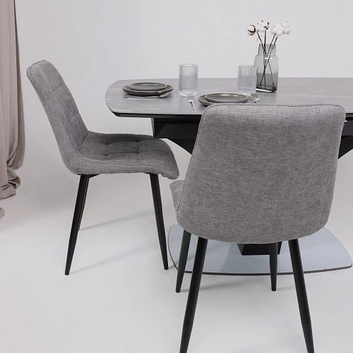 Стол НОТР ДАМ MODERNE, керамика 0 кат. 1400(1800)*850, Камень серый Greys Grey/Черный матовый_4