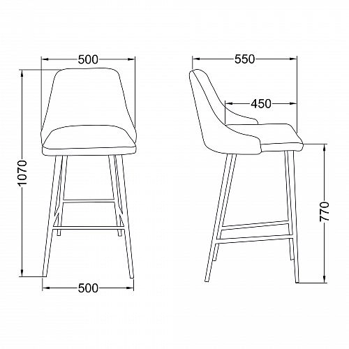 Барные стулья - Стул LARA,2 , барный, светло-серая ткань 1701-26/дуб