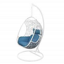 Кресло подвесное BALI, (белый/синий), размер кокона/стойки 118*94*67/d105*196см фотография