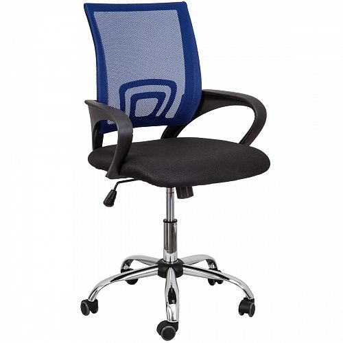 Компьютерные кресла - Кресло поворотное RICCI, CHROME (синий+черный)