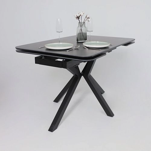 Стол РЕЙН NEW,керамика 0 кат. 1200(1840)*800, Камень черный Greys Black/Черный матовый_5