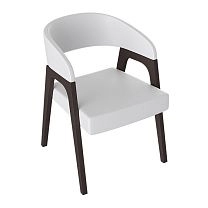 Кресло ТЕХАС, белая экокожа 66/венге фотография